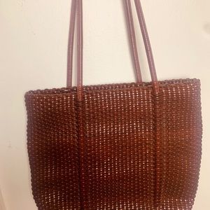 NINE WEST BROWN WOVEN PURSE